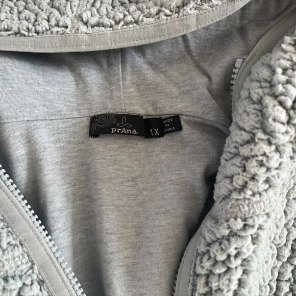 ** Prana half zip hoodie Sherpa gray hooded sweater 1X - Picture 8 of 10